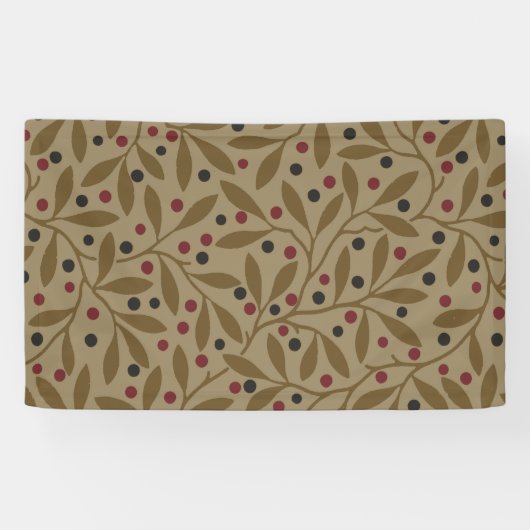 Leaf Berry Classic Kleurrijke  Patroon Art Spandoek (Horizontaal)
