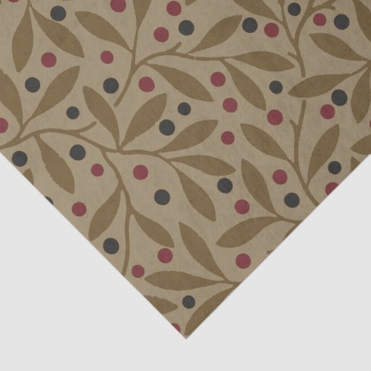 Leaf Berry Classic Kleurrijke Patroon Art Tissuepapier (Detail)