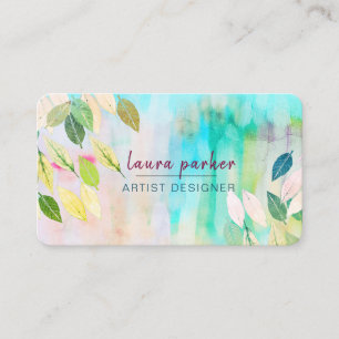 Leaf Blauwgroen Green Waterverf Verf de Natuur van Visitekaartje