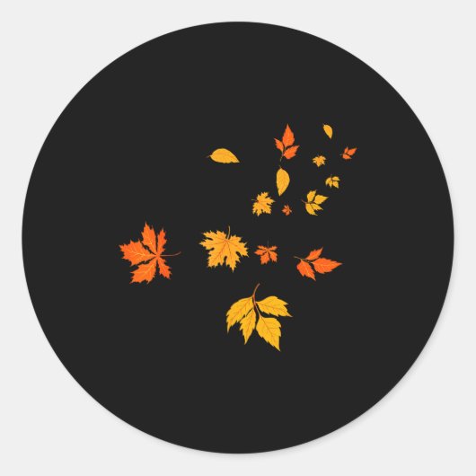 Leaf Blower Fall Leaves Funny Halloween Couple Mat Ronde Sticker (Voorkant)