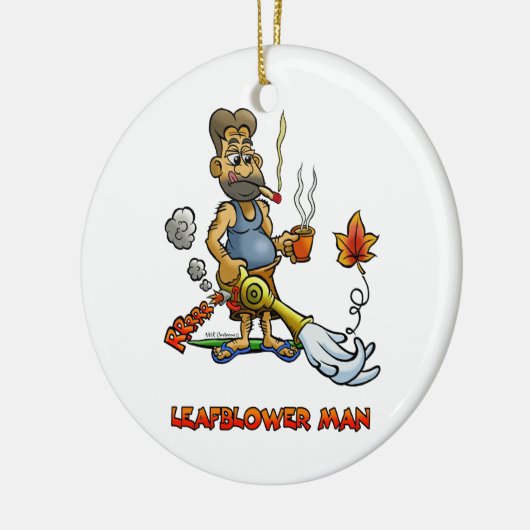 Leaf Blower Man! Keramisch Ornament (Links)