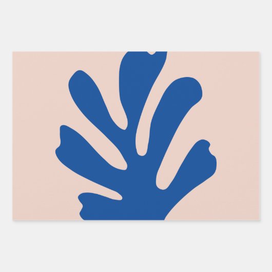 Leaf Blue Beige Inpakpapier Vel (Voorkant)