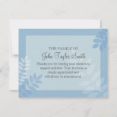 Leaf Blue Funeral Note Card Flat Bereavement Note Notitiekaartje (Voorkant)