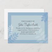 Leaf Blue Funeral Note Card Flat Bereavement Note Notitiekaartje (Voorkant / Achterkant)