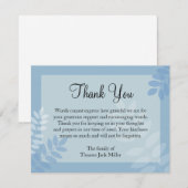 Leaf Blue Funeral Note Card Flat Bereavement Note Notitiekaartje (Voorkant / Achterkant)