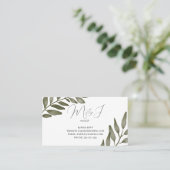 Leaf Branch Greenery Waterverf RSVP Wedding Visitekaartje (Staand voorkant)