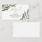 Leaf Branch Greenery Waterverf RSVP Wedding Visitekaartje (Voorkant / Achterkant)