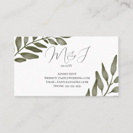 Leaf Branch Greenery Waterverf RSVP Wedding Visitekaartje