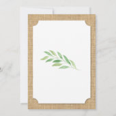 Leaf Burlap Green Baptism Christening Natural Kaart (Achterkant)