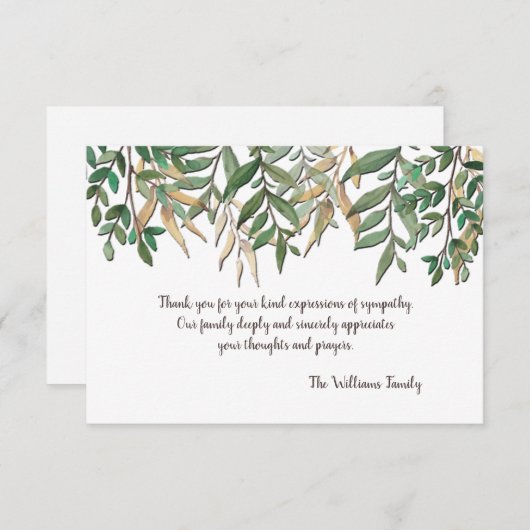 Leaf Canopy Sympathie Hartelijk dank Kaart (Voorkant / Achterkant)