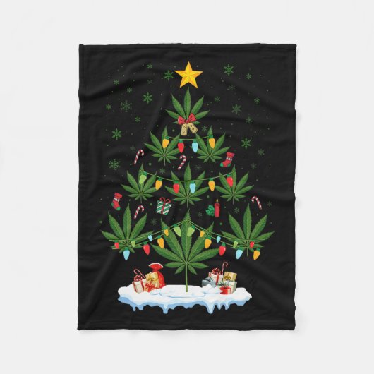 Leaf Christmas Tree Weed Stoner Xmas Premium  Fleece Deken (Voorkant)