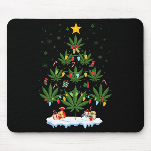 Leaf Christmas Tree Weed Stoner Xmas Premium  Muismat (Voorkant)