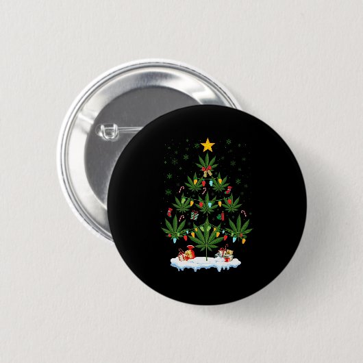 Leaf Christmas Tree Weed Stoner Xmas Premium  Ronde Button 5,7 Cm (Voorkant /achterkant)