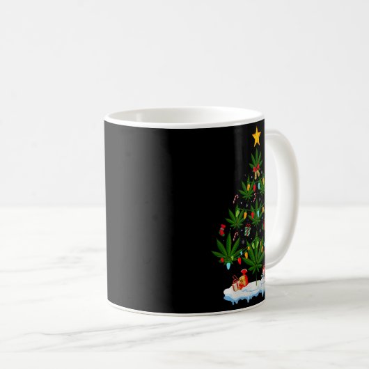 Leaf Christmas Tree Weed Stoner Xmas Premium Tri-b Koffiemok (Voorkant rechts)