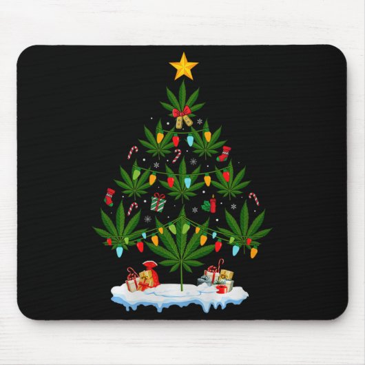 Leaf Christmas Tree Weed Stoner Xmas Premium Tri-b Muismat (Voorkant)