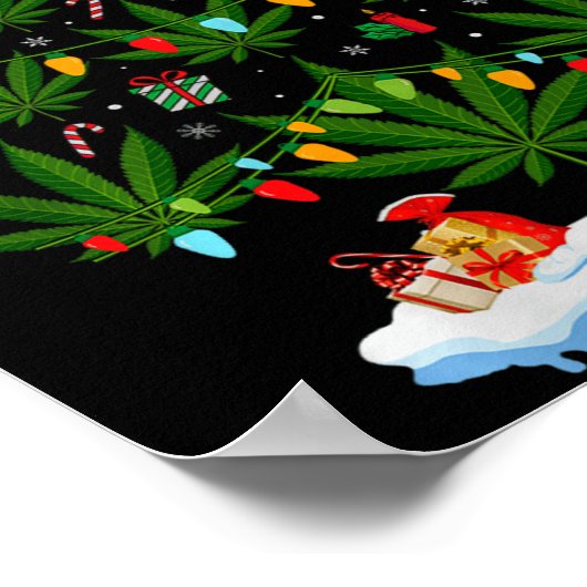 Leaf Christmas Tree Weed Stoner Xmas Premium Tri-b Poster (Hoek)