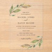 Leaf Clear Acryl bruiloft uitnodiging (Voorkant)