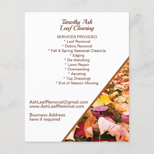 Leaf Clearing Clean Up Removal Promotie Flyer (Achterkant)