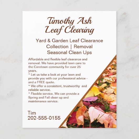Leaf Clearing Clean Up Removal Promotie Flyer (Voorkant)