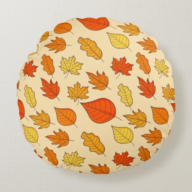 Leaf Concept Pattern. Leaf Herfst and Autumn Symbo Rond Kussen (Voorkant)