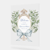 Leaf Crest w / Bow Bruiloft Welkom Acryl Bord (Hoek)