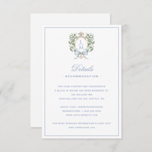 Leaf Crest w / Bow Details Behuizing Kaart (Voorkant / Achterkant)