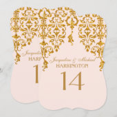 Leaf Damask Art Nouveau Glitter Table Number Kaart (Voorkant / Achterkant)