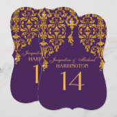 Leaf Damask Art Nouveau Glitter Table Number Kaart (Voorkant / Achterkant)