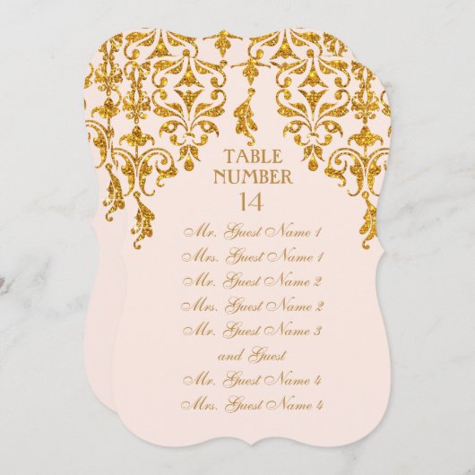 Leaf Damask Art Nouveau Table Table Table Seating  Kaart (Voorkant / Achterkant)