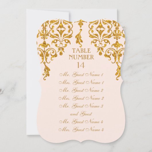 Leaf Damask Art Nouveau Table Table Table Seating  Kaart (Achterkant)