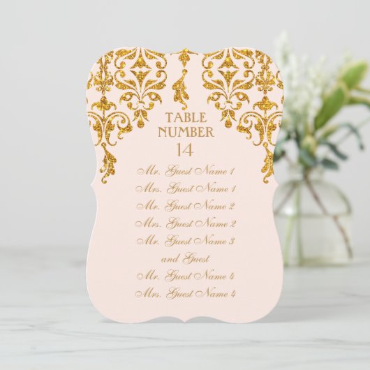 Leaf Damask Art Nouveau Table Table Table Seating  Kaart (Staand voorkant)