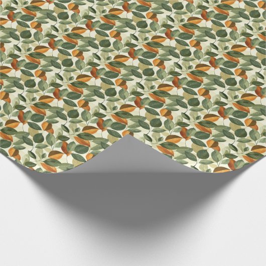 Leaf Design Gift Wrapping Paper met bladeren Herfs Cadeaupapier (Hoek)