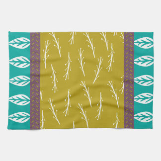 Leaf Design Tea Towel in Turquoise en Green Theedoek