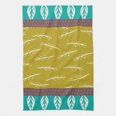 Leaf Design Tea Towel in Turquoise en Green Theedoek (Verticaal)