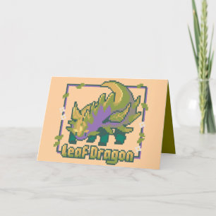 Leaf Dragon, happy birthday pixel art Bedankkaart