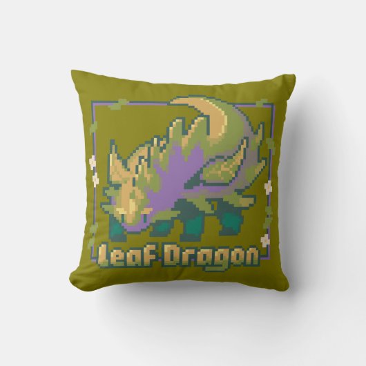 Leaf Dragon, Pixel Art, pixelart Kussen (Voorkant)