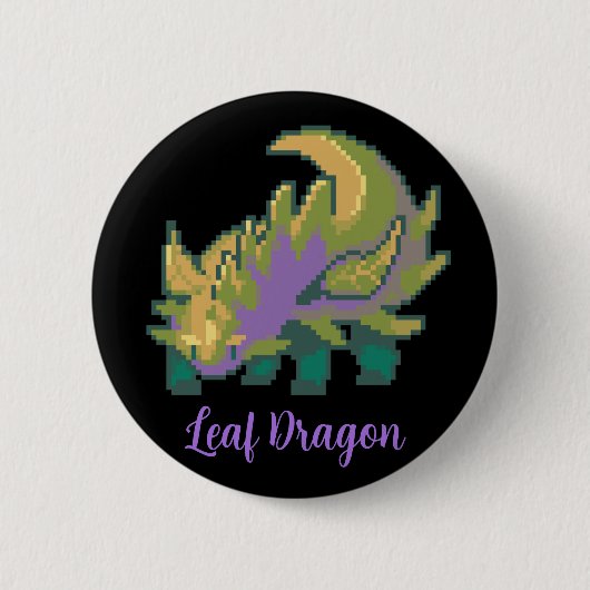 Leaf Dragon pixel art Ronde Button 5,7 Cm (Voorkant)