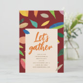 Leaf Drop Dark Merlot Party Invitation Kaart (Staand voorkant)