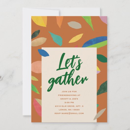 Leaf Drop Pumpkin Party Invitation Kaart (Voorkant)
