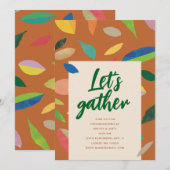 Leaf Drop Pumpkin Party Invitation Kaart (Voorkant / Achterkant)
