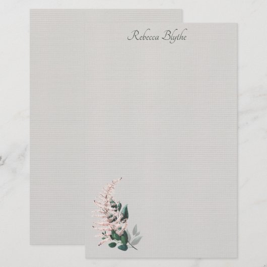 Leaf en Plume Elegant Botanische Stationery Briefpapier (Voorkant / Achterkant)