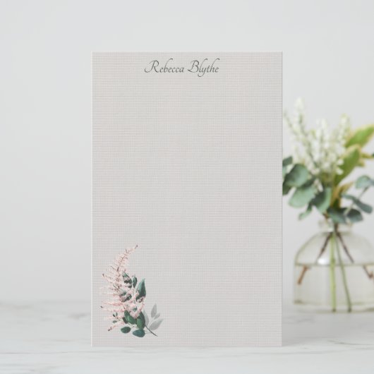Leaf en Plume Elegant Botanische Stationery Briefpapier (Staand voorkant)