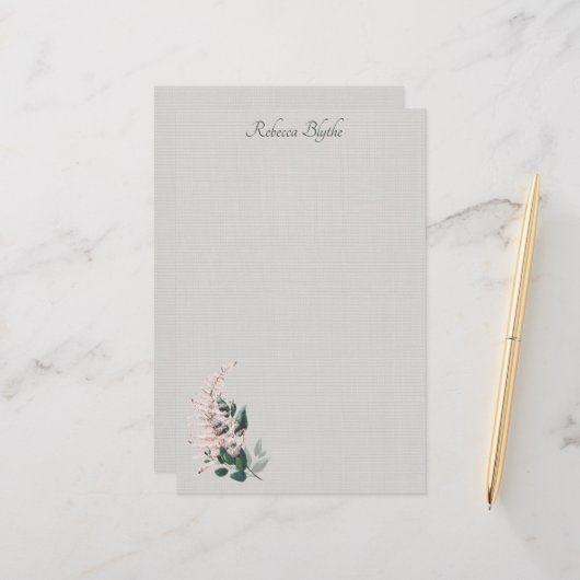 Leaf en Plume Elegant Botanische Stationery Briefpapier (Voorkant / Achterkant in situ)