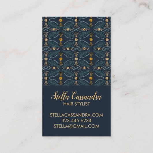 Leaf Feather Elegant Moderne Tegel Pattern Visitekaartje (Achterkant)