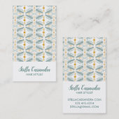 Leaf Feather Modern Tegel Pattern Green Gold Visitekaartje (Voorkant / Achterkant)