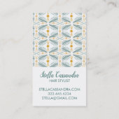 Leaf Feather Modern Tegel Pattern Green Gold Visitekaartje (Achterkant)