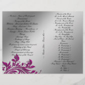 Leaf Flower Wedding Program Silver Pink Glitter (Achterkant)
