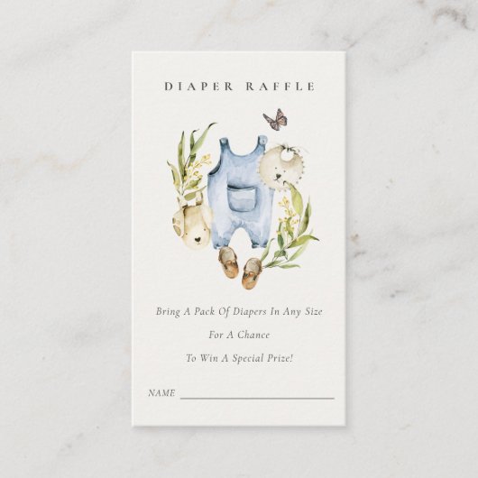Leaf Foliage Boy Clothes Diaper Raffle Baby shower Informatiekaartje (Voorkant)