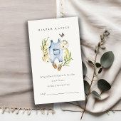 Leaf Foliage Boy Clothes Diaper Raffle Baby shower Informatiekaartje