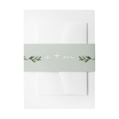 Leaf Foliage Monogram Simple Modern Minimal Sage Uitnodigingen Wikkel (Voorkant Voorbeeld)